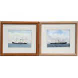D J Mundie, a pair of watercolour paintings depicting early steam ships - Seagull - and - Orange