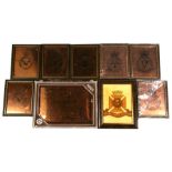 Eight etched copper Royal Air Force plaques including 57 Squadron, 27 Squadron, RAF Swanton