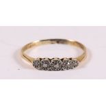 A 18ct gold five-stone dress ring, approx UK size 'M'.