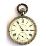 A Zenith Favre-Leuba & Co. open faced pocket watch, the white enamel dial with Roman numerals and