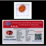 A natural sapphire loose gemstone with GGL certificate report stating the sapphire to be 7.55cts,