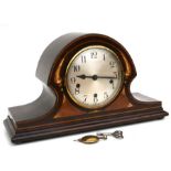 An Edwardian inlaid mahogany mantle clock.