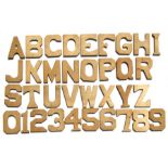 Box of 1960s die cut wooden letters and numbers. 10cms (4ins) high