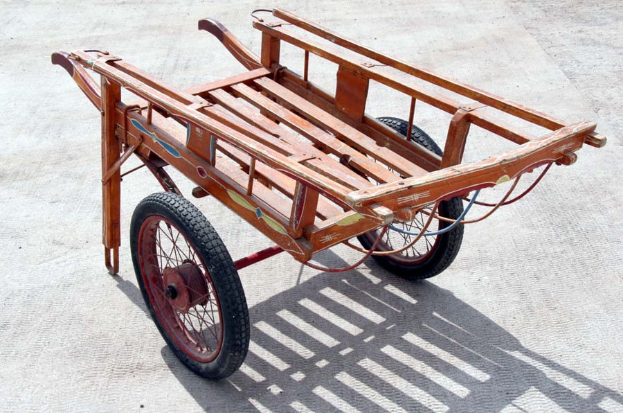 A hand painted two-wheeled hand cart, 153cms (60ins) long. - Image 2 of 2