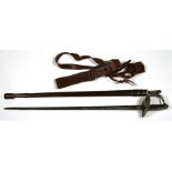 A WWI period George IV sword and scabbard with associated Sam Brown belt, 100cm (39.5 ins) long.