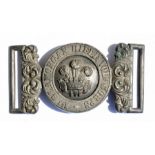 A rare Victorian two part white metal (not silver) belt buckle to the 1st Glamorgan Rifle