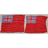 Two Red Ensign printed cotton flags 76cms (30ins) by 59cms (23.5ins)
