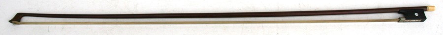 A one-piece backed violin and bow, the back 35.5cms (14ins) long, in a pine carry case. - Image 9 of 10