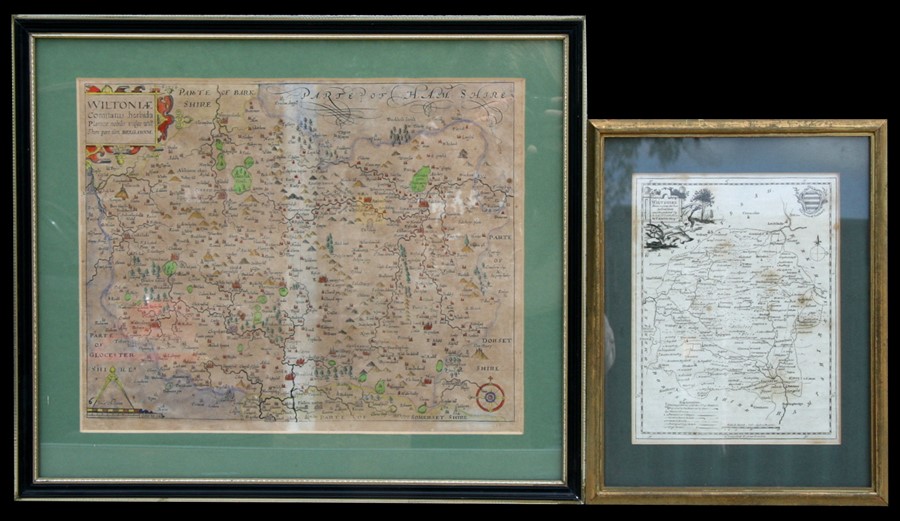 Kip (William) a 17th / 18th century hand coloured map of Wiltshire, 36cm by 29cm (14.25 by 11.5ins);