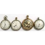 A Hampden open faced pocket watch with Arabic numerals and subsidiary seconds dial, in a gold plated