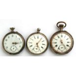 Three 19th century open faced pocket watches. (3)