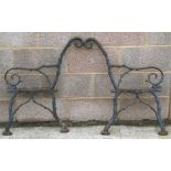 A pair of Victorian cast iron bench ends