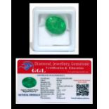A natural emerald loose gemstone with GGL certificate report stating the emerald to be 11.70cts,