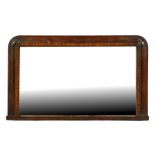 A Victorian inlaid walnut overmantle mirror. 73cm (28.75 ins) wide