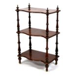 A Victorian mahogany three tier what-not. 61cm (24 ins) wide