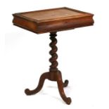 A 19th century mahogany bijouterie display table on barley twist column and tripod legs. 54cm (21.25