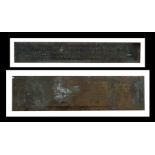 Two brass or possibly bronze 19th century Memorial Plaques that are engraved on the largest: To