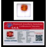 A natural sapphire loose gemstone with GGL certificate report stating the sapphire to be 9.35cts,