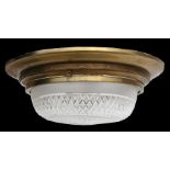 A cut glass and gilt metal ceiling light. 56cm (22 ins) diameter