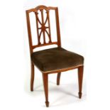 A late 19th century inlaid satin wood occasional chair