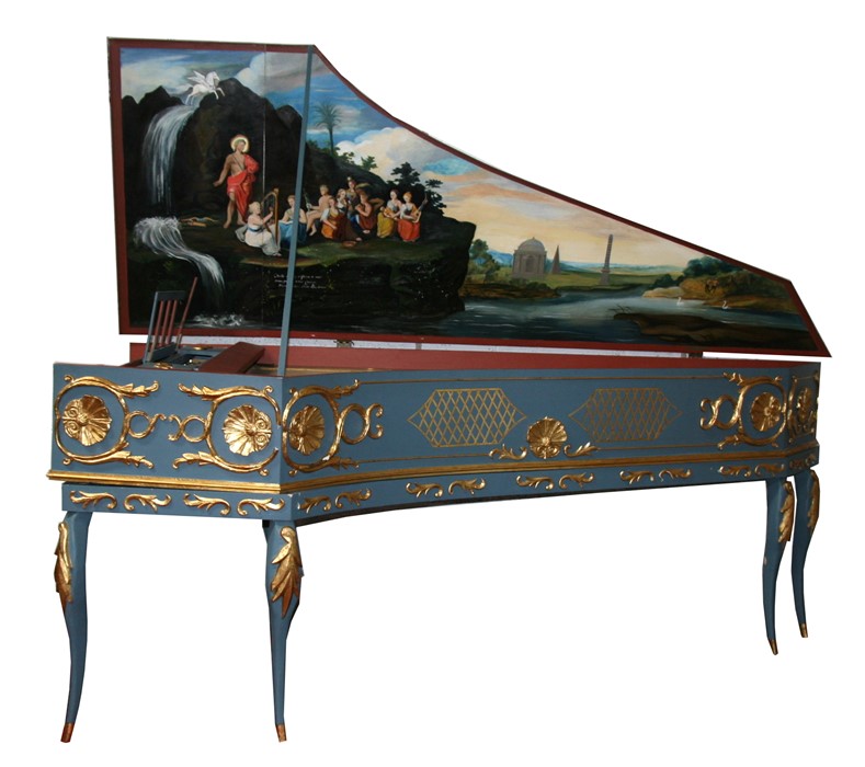 An 18th century style single manual harpsichord replica based on Joannes Dulcken's (Atwerpen)
