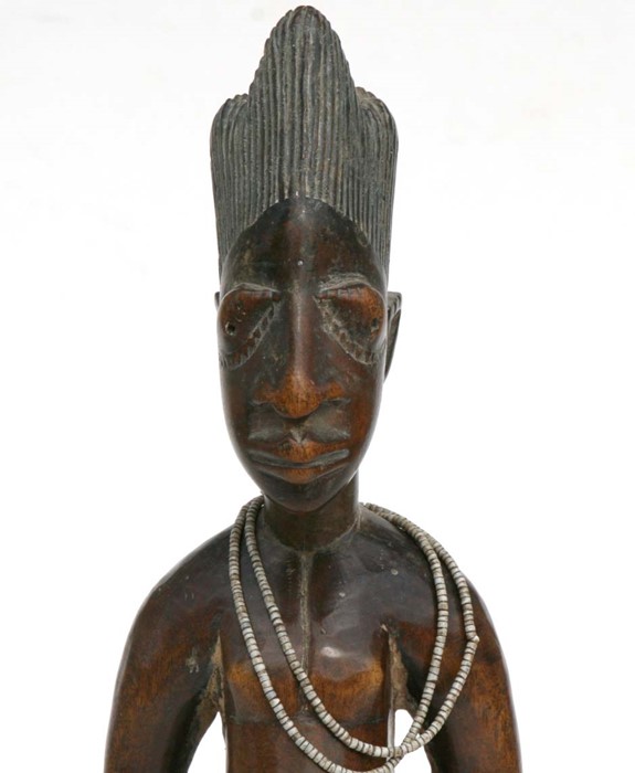 African/tribal art. A Nigerian Yoruba male Ibeji twin figure with glass and coconut shell beads. . - Image 6 of 7