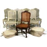 A set of eight French style dining chairs with caned seats and backs Condition Reportseven have been