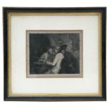 Ernst Forberg (1844-1915) - The Wine Tasters - etching, framed & glazed, 19 by 16cms (7.5 by 6.