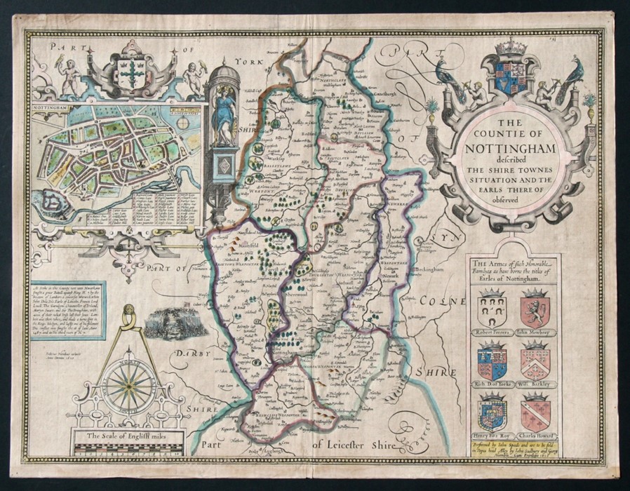 John Speed (1552-1629) - The Countie of Nottingham Described The Shire Townes Situation and the - Image 11 of 11