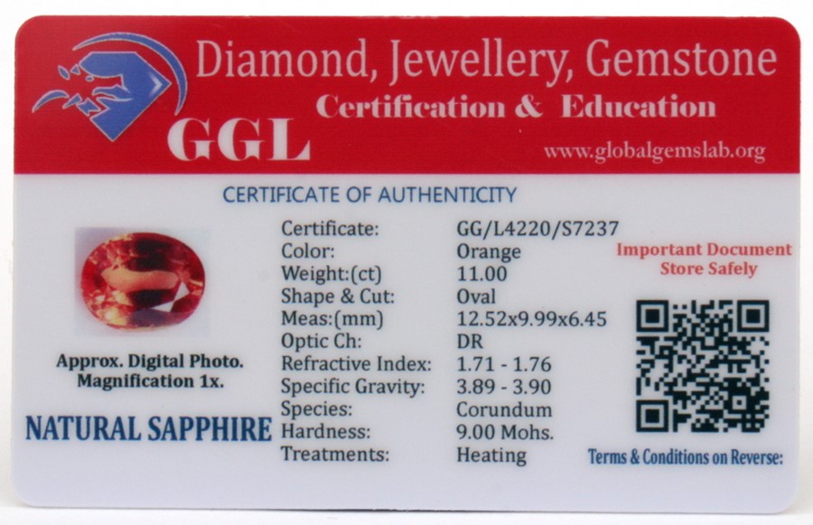 A natural sapphire loose gemstone with GGL certificate report stating the sapphire to be 7.55cts, - Image 2 of 3