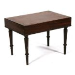 A 19th centuray mahogany bidet stand on turned legs (lacks liner) 62cm (24.5 ins) wide