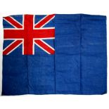 A 20th century printed cotton Blue Ensign flag. 76cms (30ins) by 58.5cms (23ins)