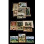 A quantity of various watercolour paintings to include landscape & seascape scenes.