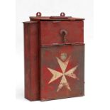An early 20th century panted metal factory first aid box with fitted interior. 31cm (12.25 ins)
