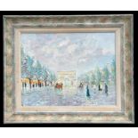 Philip Poole - French Scene with Arc de Triomphe - oil on canvas, framed, 50 by 39cms (19.75 by 15.