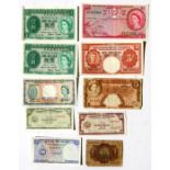 A quantity of world bank notes to include British Caribbean Territories 1 dollar; Government of