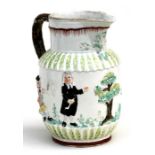 An 18th century pearlware jug moulded with 'Parson, Clark & Sexton', smoking and drinking,