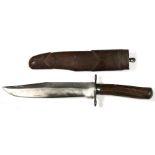 A late 19th / early 20th century Bowie knife with antler handle, steel guard and pommel cap, the