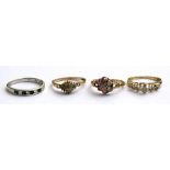 Four 9ct gold dress rings, total weight 7g.