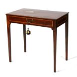 An early 19th century mahogany side table with a single frieze drawer, on square tapering legs,