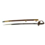 A Victorian officer's dress sword with VR cypher on both the blade and folding knuckle guard with