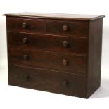 A 19th century mahogany chest of two short and three long graduated drawers, 121cms (47.5ins) wide.