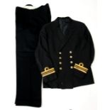 A Royal Navy Lieutenant Commanders uniform of jacket & trousersCondition Report Measurements: Back