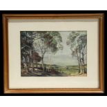 David Iredale - Country Lane Scene - signed lower left, watercolour, framed & glazed, 32 by 22cms (