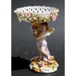 A continental porcelain figural stand, 22cms (8.5ins) high.