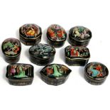 A group of nine Franklin Mint porcelain music boxes.