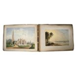 An album containing sixteen Victorian watercolour paintings mainly depicting Surrey scenes; together