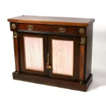 A 19th century mahogany chiffonier, the single frieze drawer above a pair of doors, on a plinth