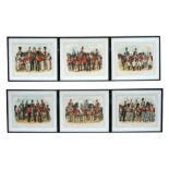 A group of six military uniform prints including the Dragoons and the Hussars.