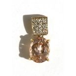 A 9ct gold morganite and diamond pendant